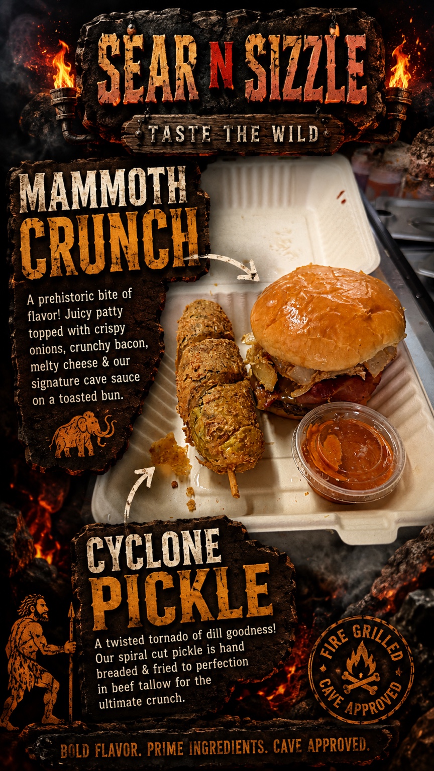 Sear N Sizzle food promotional graphic